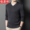 Hengyuanxiang Men's 100% Pure Wool V-Neck Pullover Sweater