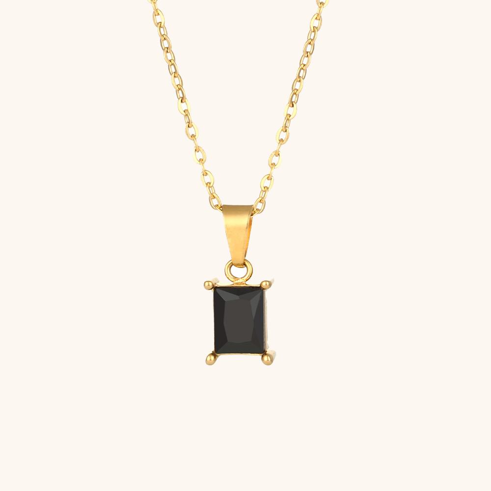 Dingran Hot Selling Square Zircon Pendant Necklace and Earring Set Stainless Steel Waterproof Jewelry Set