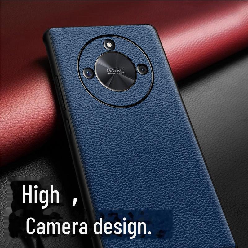 Роскошный чехол из натуральной кожи с полным покрытием для Honor X50/X50i - защита из коровьей кожи с узором личи