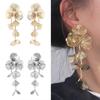 Exaggerated Big Flower Long Tassel Earrings Temperament Stud Earrings Women Earrings  Party