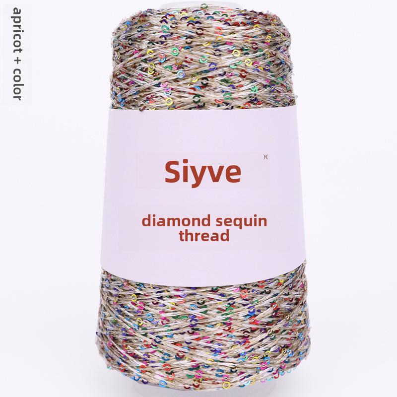 Пряжа с пайетками Siyue 2 мм - шерстяная пряжа ручной работы для проектов своими руками (100г)