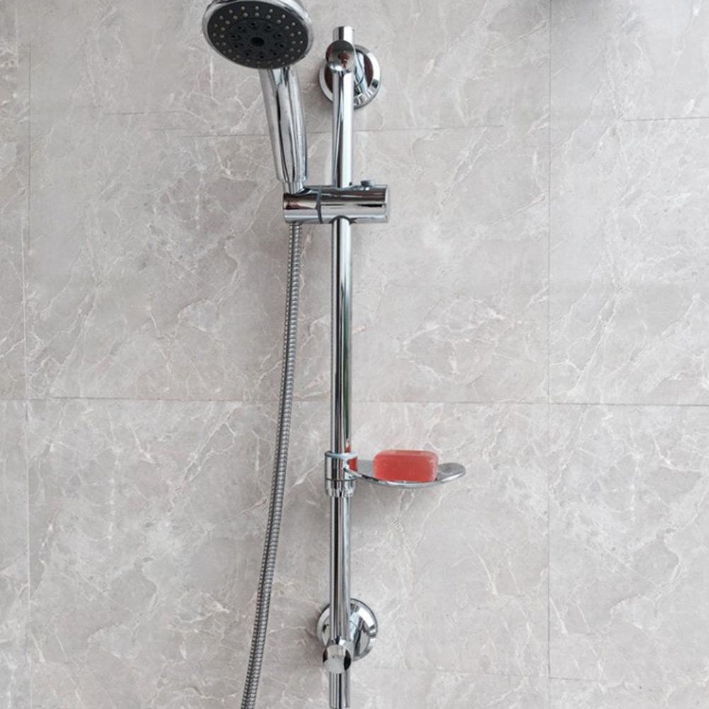 Stainless Steel Lift Type Shower Slide Bar Holder with Rod Soap Dish Suction Cup Install