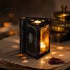 Bedroom Table Centerpiece Metal Magic Book Candle Box with Light, Lighted Holder Ornament, Iron Stands Decorative Pillar Stand for Living Room Office