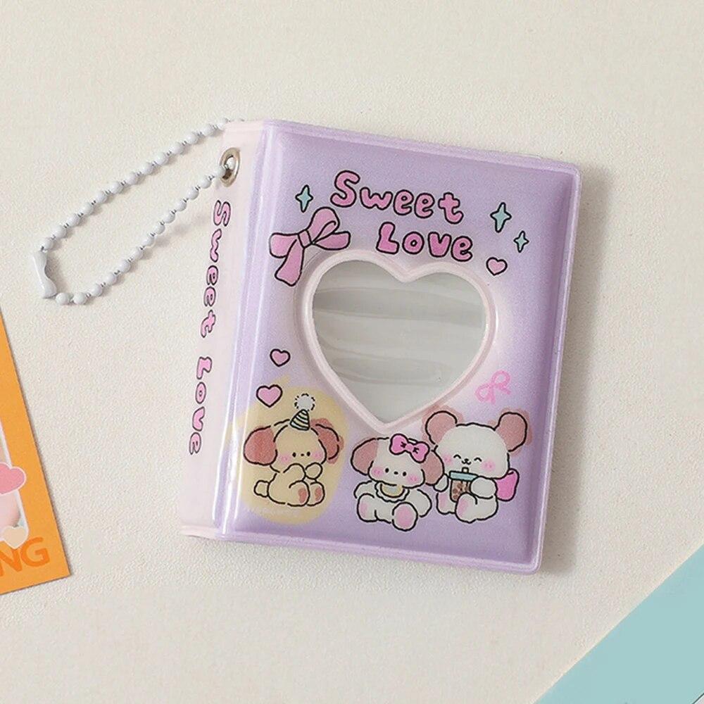 2 Inch 16 Pockets Small Photo Album Korean Cartoon Photos Collect Book Card Holder With Keychain Mini Card Bag Photocard Holder