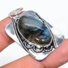 Natural Labradorite Gemstone Handmade 925 Sterling Silver Pendant 1.89" j2V29