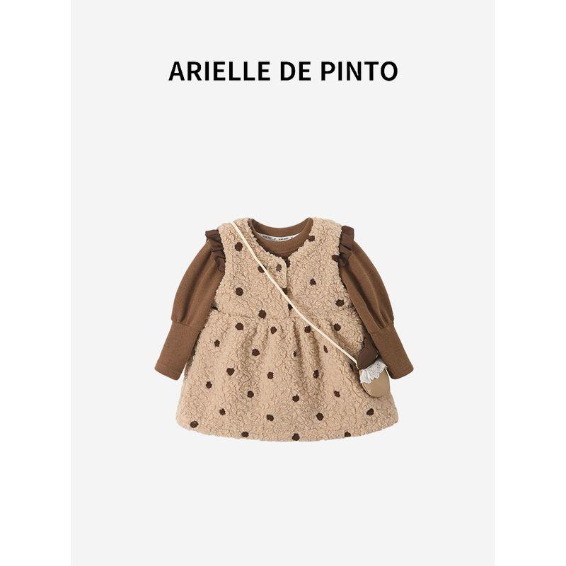 French Arielle De Pinto Kidsren's Velvet Suit Skirt Winter Outfit for Girls Warm Furry Skirt Two-Piece Set