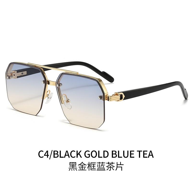 Cool Square Half-Frame Double-Beam Sunglasses for Men and Women