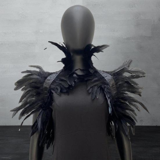 Шаль с перьями, накидка на плечо, мягкий регулируемый ретро-готический воротник, косплей, вечеринка, тело, сценическое представление, костюм танцора с искусственным воротником