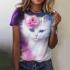 Summer Animal Cat 3D Print T-shirts Women Streetwear Casual Fashion Y2k Short Sleeve T Shirt O-neck Tees Tops Clothing