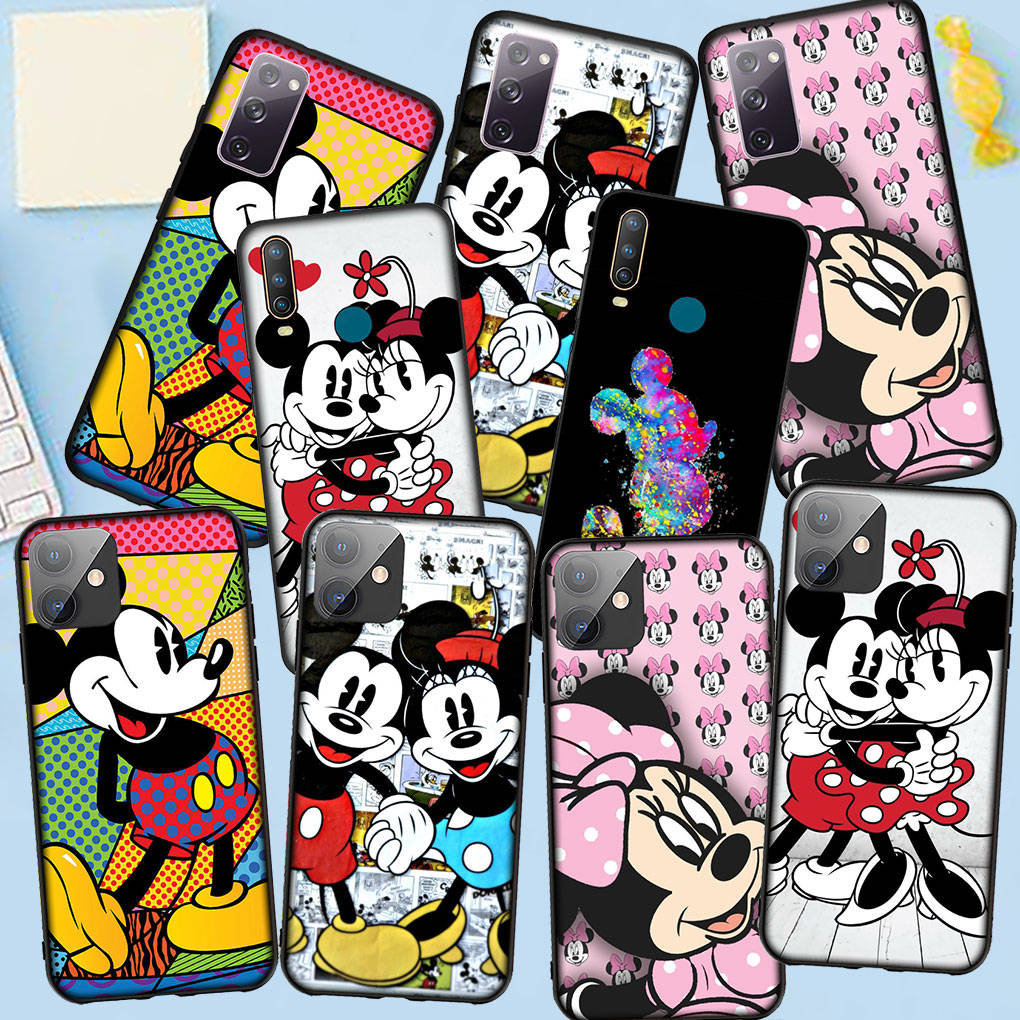 Чехол для телефона Samsung Galaxy S25 S24 S23 iPhone 16 15 Xiaomi Redmi Note 14 13 12 16E X 11 Pro Max OPPO Moto Huawei мультяшный розовый Микки Минни чехол