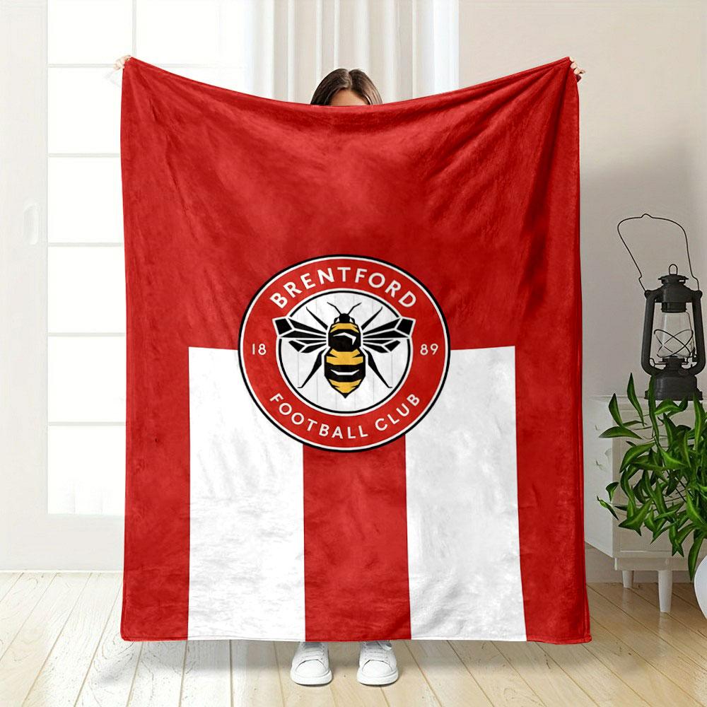 Brentford Football Club Logo Blanket Patterned blanket, flannel, suitable for all seasons, home decor, warm and cozy
