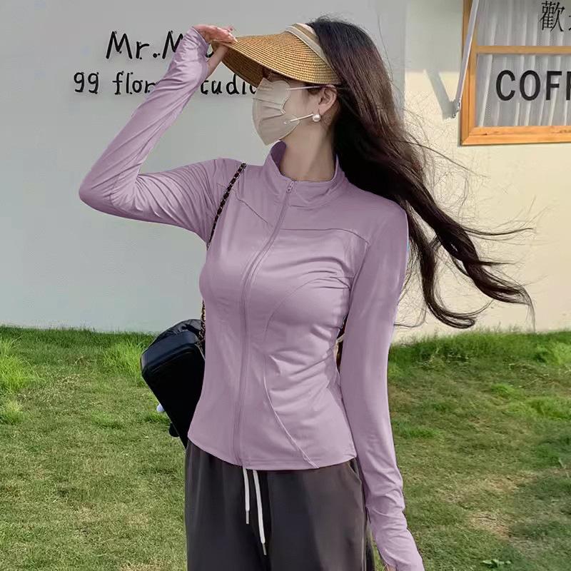 Sunscreen clothes, yoga clothes, women's zipper jackets, sports tops, slim-fitting long-sleeved outer wear, running professional training fitness
