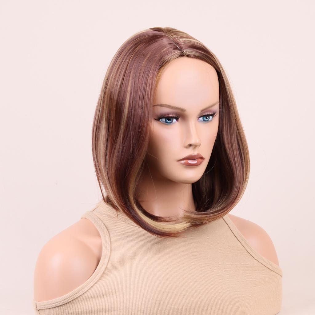 Women's Shoulder Length Straight Wig Hair Synthetic Natural Cosplay Party Light Brown Blonde Heat Resistant Daily Fashion Wigs