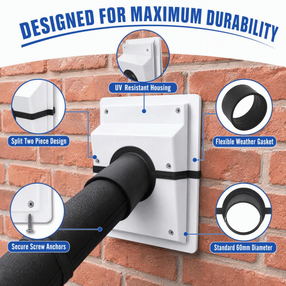 Penetration Seal Wall Penetration Cover Kit White Wall Mounted Line Set Cover Split AC Systems