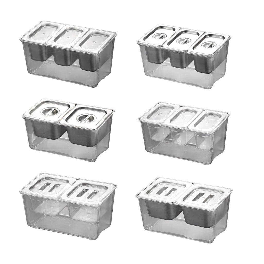 Chilled Condiment Server Tray Removable Containers for Small Ingredients for BBQ Milk Tea Shop Hotel Taco Bar Restaurant