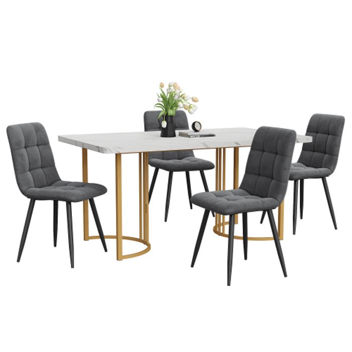 Ensemble de table de salle à manger (5 pièces), table de salle à manger avec 4 chaises, table de cuisine 140 x 80 cm