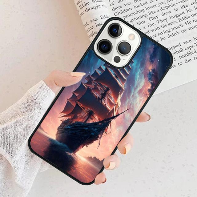 Чехол для телефона 'Пиратский корабль в море' Для iPhone 17 Air 15 16 Чехол 11 13 14 Pro Max 12 Plus Max Fundas