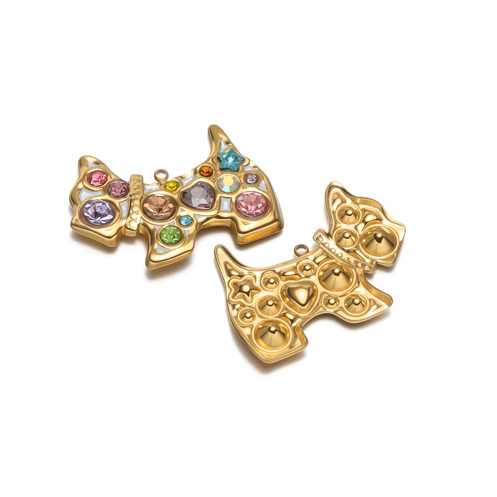 2Pcs Stainless Steel Zircon Animal Cat Dog Charms Swan Pendant DIY Jewelry Findings Sweater Necklace Bracelet Earrings Making