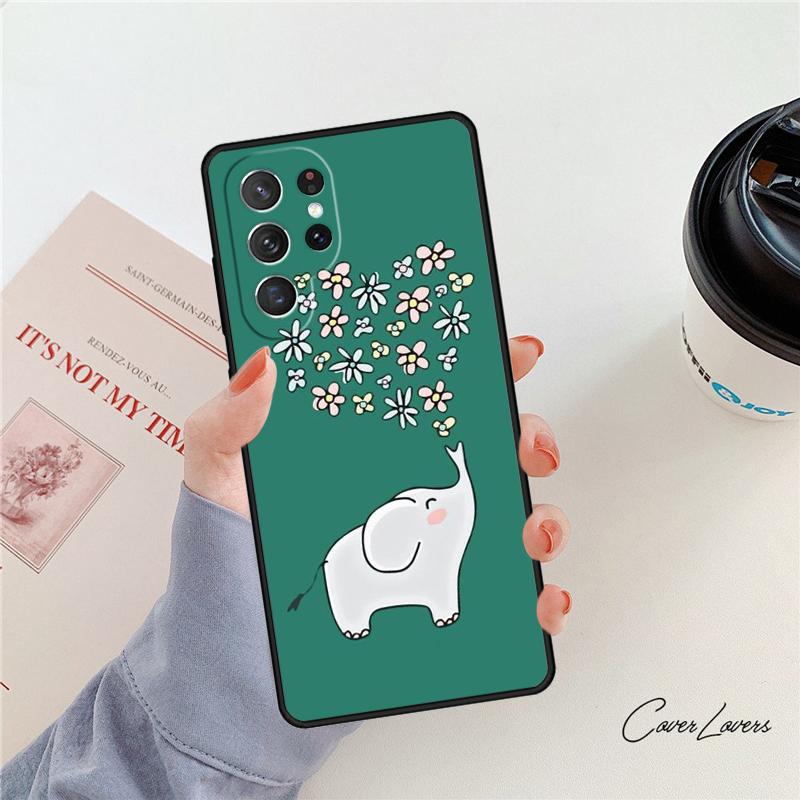Cute Baby Elephant phone case For Samsung Galaxy S24 S25 S23 S22 Ultra Note 10 20 Plus S20 S21 FE Cover