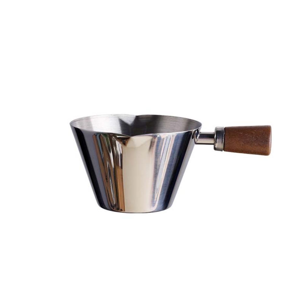 Деревянная ручка Мерная чашка для кофе Нержавеющая сталь Чашка для наливания Мерная дозировочная чашка для эспрессо Молоко