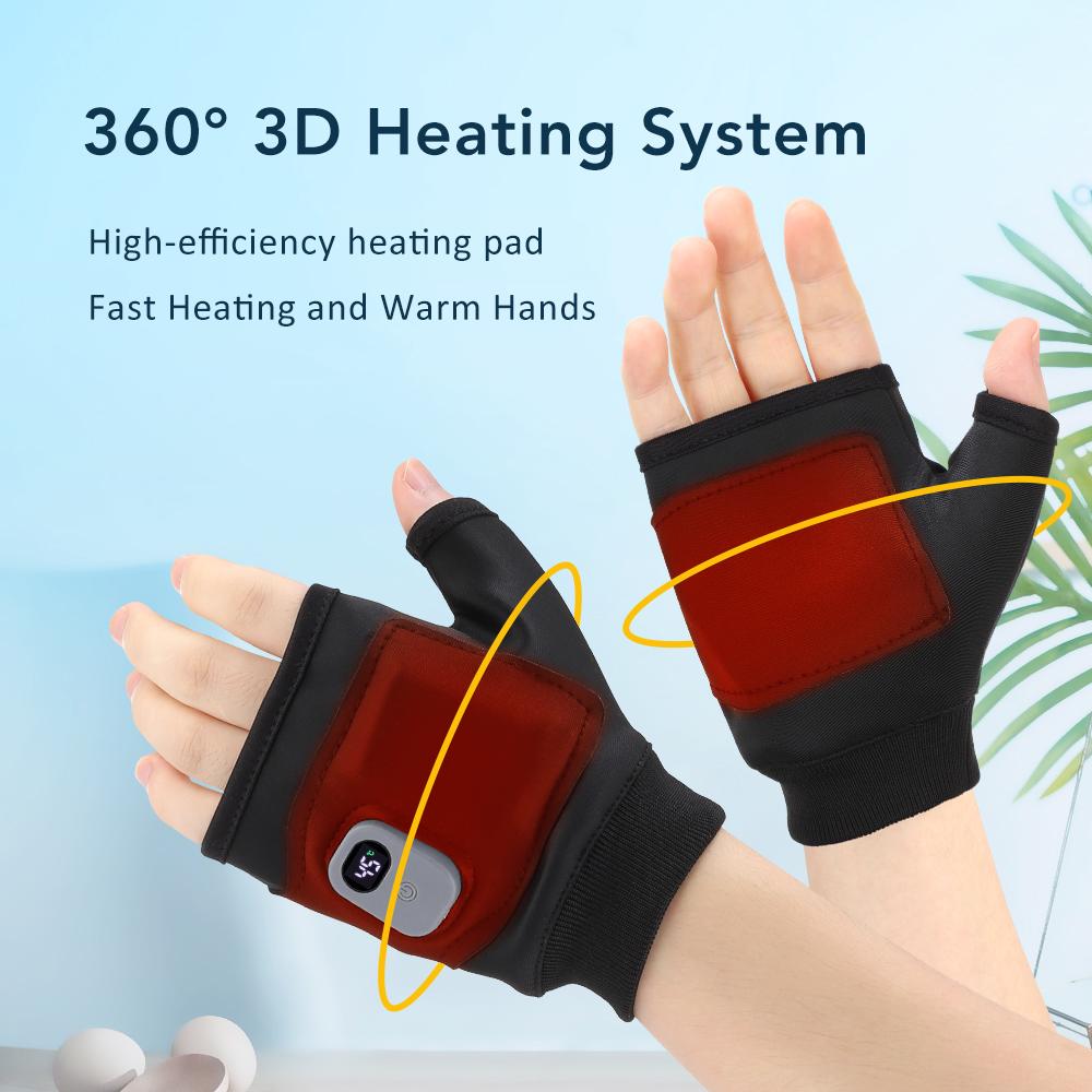 Electric Heating Gloves Half Finger Hand Support Winter Warm Palm Protection Outdoor Sport Hot Compress Anti-Attrition Protect