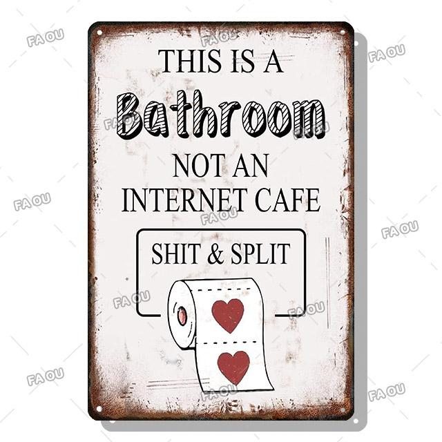 Funny Toilet Vintage Metal Poster Bathroom Rules Retro Tin Sign Bathroom Toilet Wall Art Decoration Plaque for Modern Home Decor