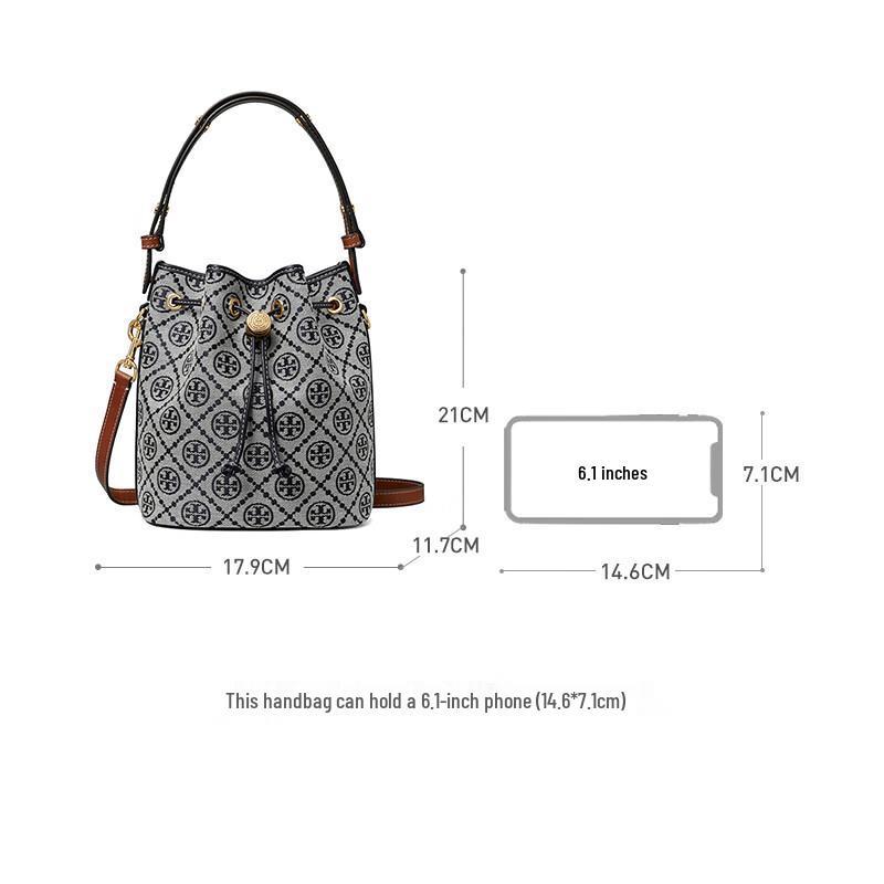 Tory Burch T Monogram Jacquard Drawstring Bucket Bag