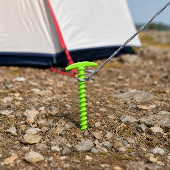 10Pcs Plastic Screw-in Tent Stake, Heavy Duty T-shaped Canopy Tent Peg, Windproof Spiral Ground Stake for Outdoor Camping Hiking Garden