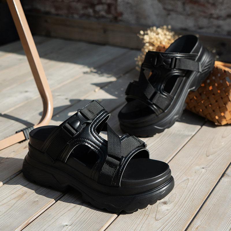 Fashion Fashion Summer Women Platformm Slippers Peep-toe Wedge Sport Sandals Slipper Woman High Heels Black White Casual Beach Slides