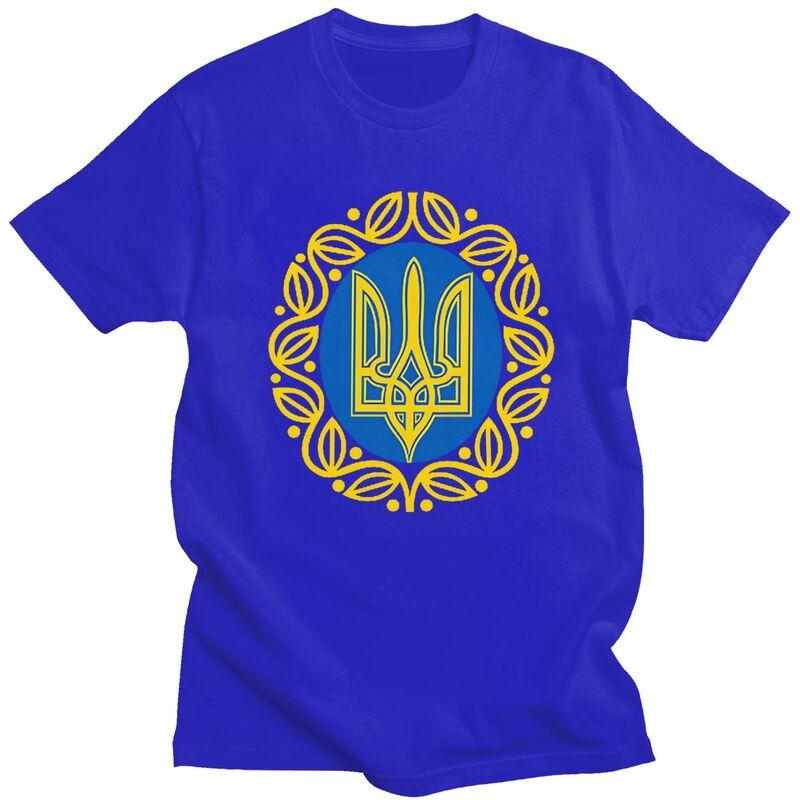 Мужская футболка с индивидуальным гербом и флагом Украины, короткий рукав, 100% хлопок, повседневная футболка, украинский трезубец, модная футболка