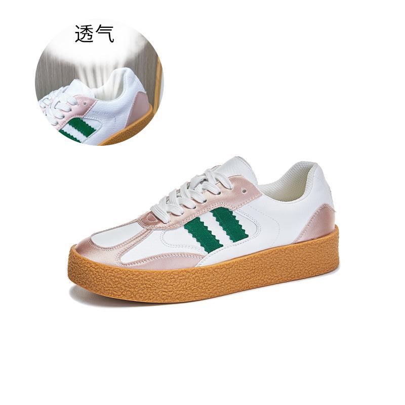 Leather German Training Shoes Women's 2025 Autumn New Platform Sports Forrest Gump Shoes Casual and Comfortable White Shoes Versatile Shoes