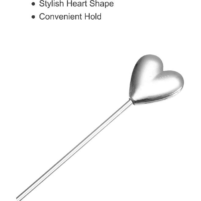 Uxcell Металлические шпажки для коктейлей из нержавеющей стали, 5 шт., 11,2 см, Металлические зубочистки для коктейлей, Шпажки для мартини, Шпажки для коктейлей в форме сердца, для напитков, закусок
