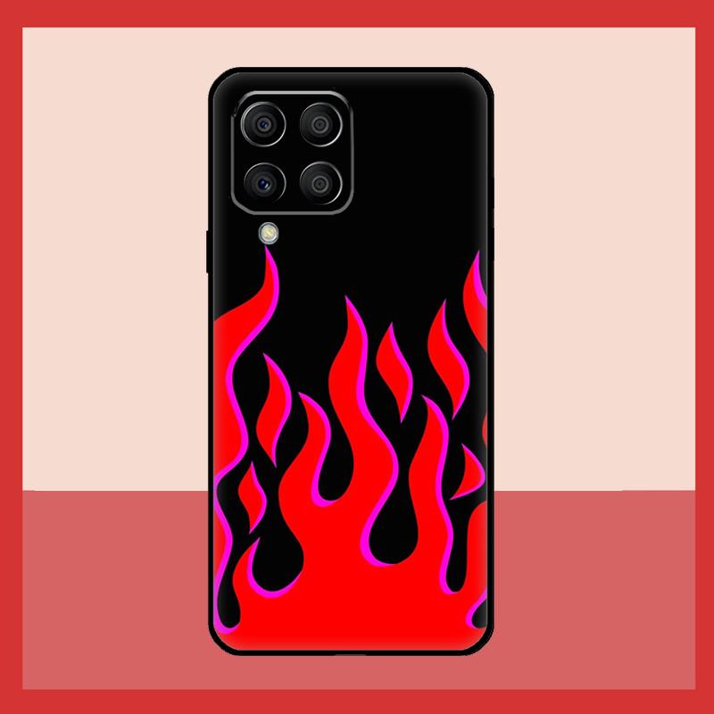 Синий Огненный Чехол с Красным Пламенем для Samsung Galaxy M52 M32 M53 M16 M11 M21 M31 M35 M12 M13 M14 M15 M36 M56 M55 M34 M54