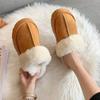 Sweet Fur Flats Female Winter Warm Plush Slippers Slip On Round Toe Platform Shoes Woman Solid Casual Shoes Plus Size
