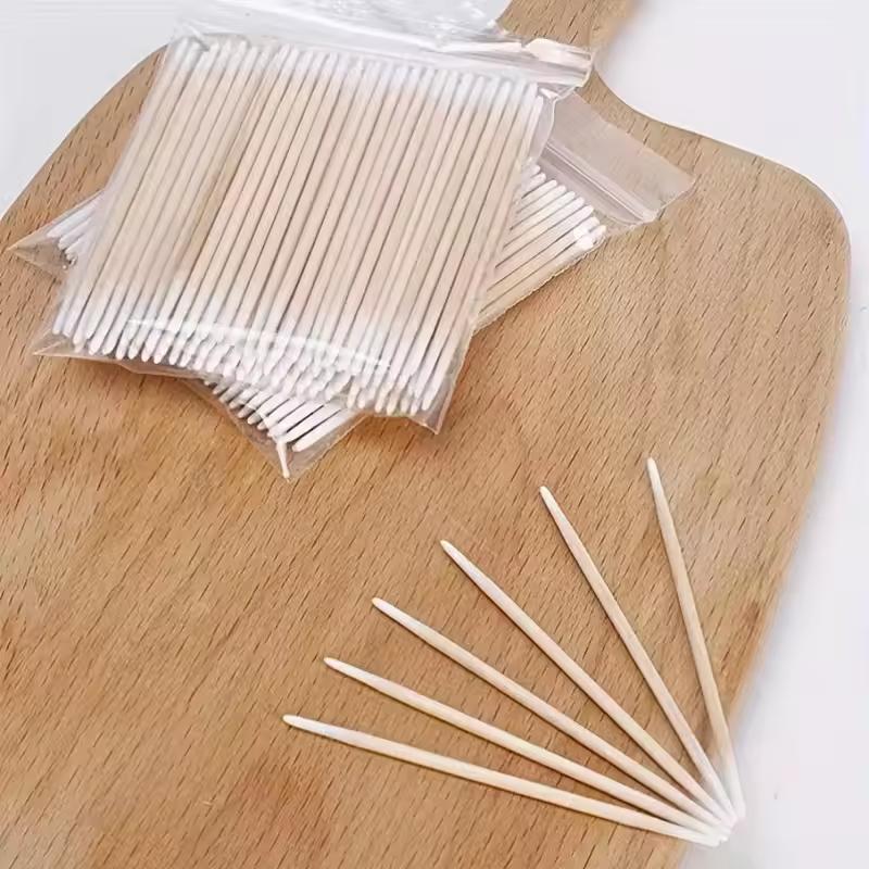 Одноразовые ультра-маленькие микрощеточки для удаления клея для наращивания ресниц Двусторонняя деревянная ватная палочка без ворса 7 см