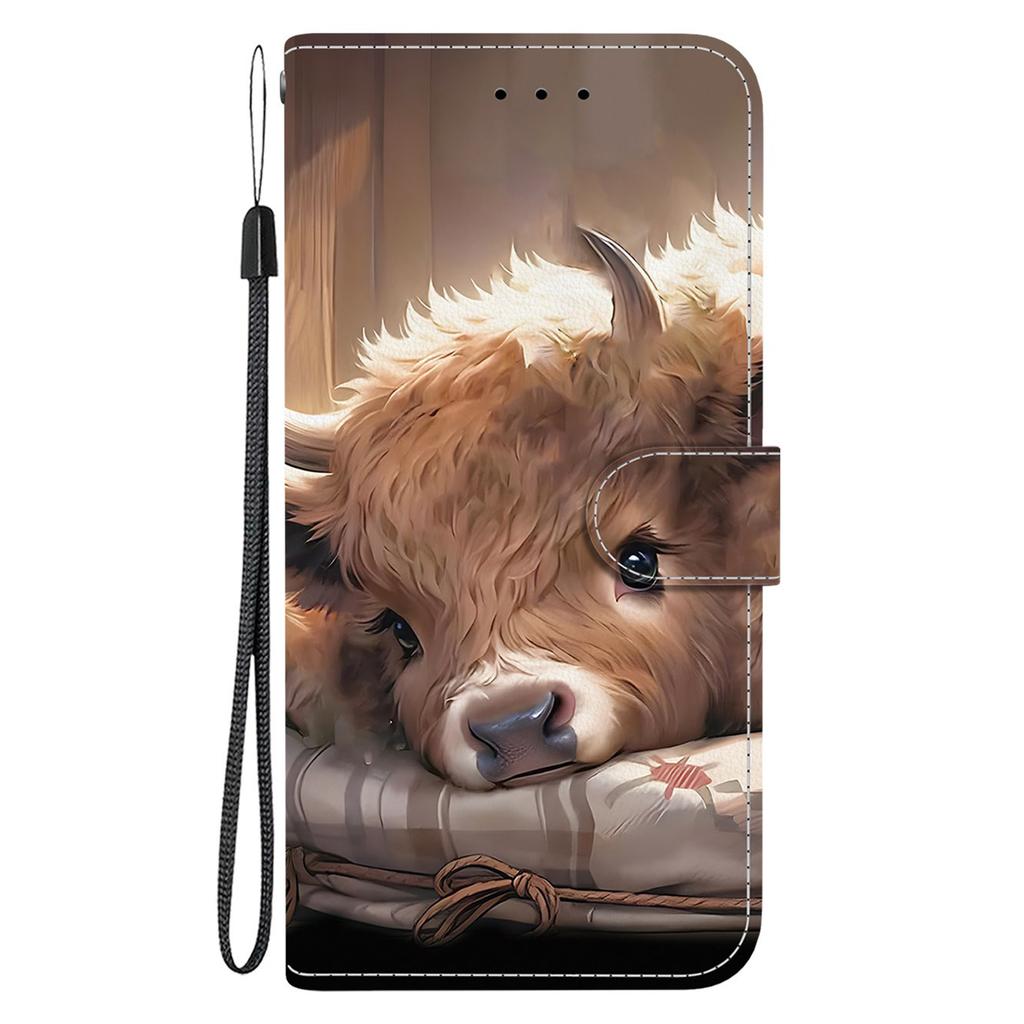 Для Honor 400 Pro 5G (Глобальный) Кожаный чехол-подставка-кошелек с принтом и ремешком на запястье