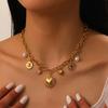 Women Sun Love Heart Pearl Insect Roundel Pendant Necklace