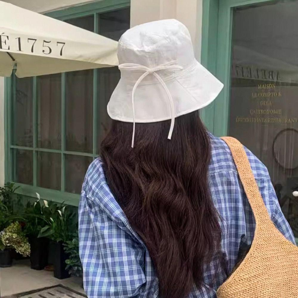 Wide Brim Cover Sunshade Basin Hat Sunshade Outdoor Fishing Cap Lace-up Fisherman Hat Summer