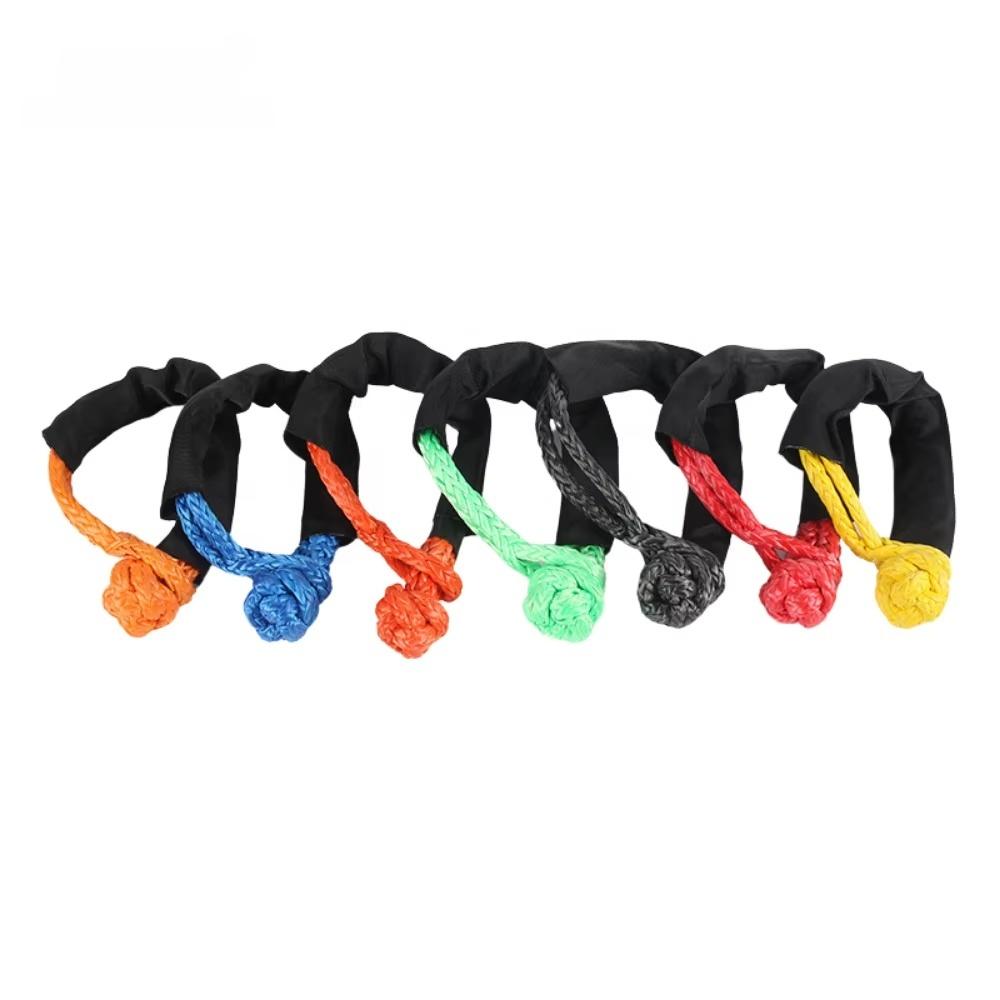 Stock Nylon Winch Soft Shackle Tow Rope for Emergency Tools with Extra Sleeves for Sailing SUV off Road Towing