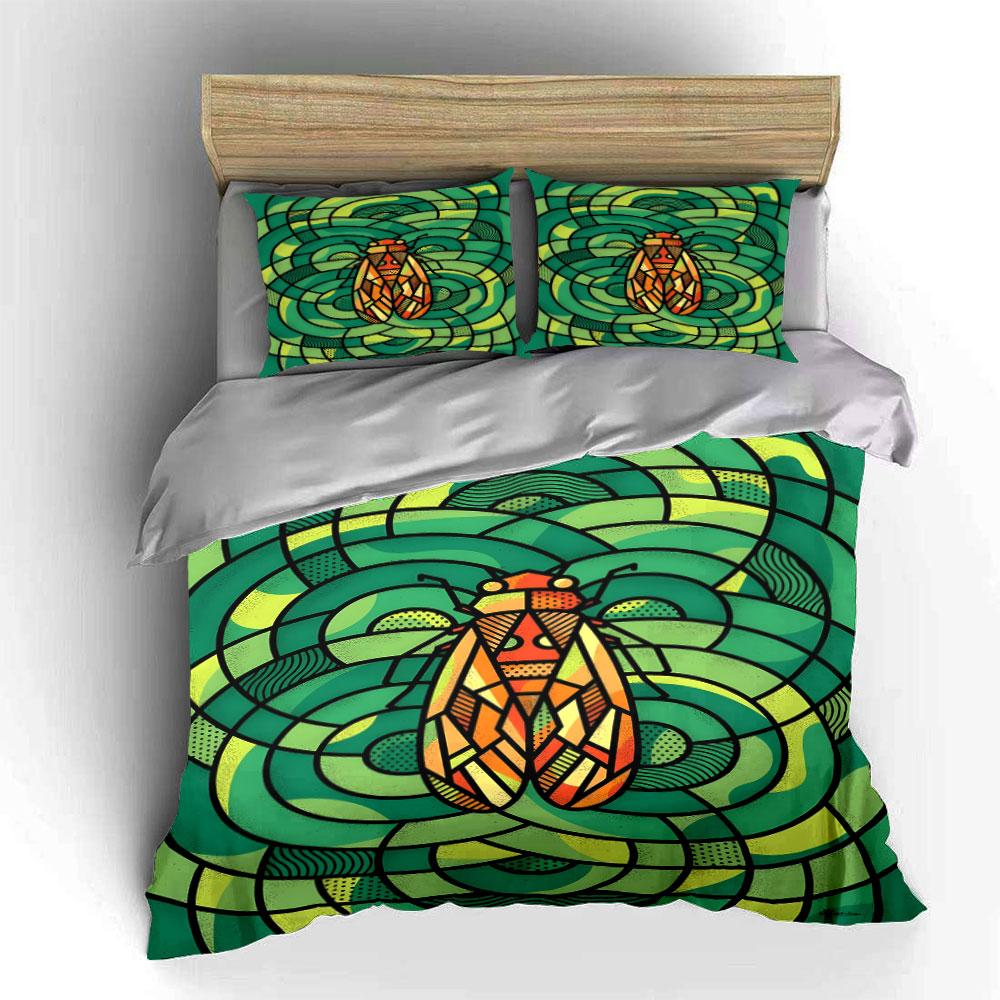 Geometric insect stained glass. Bedding sets Duvet cover sets Duvet covers Pillowcases(1*Duvet Cover 2*Pillowcases without duvet insert)