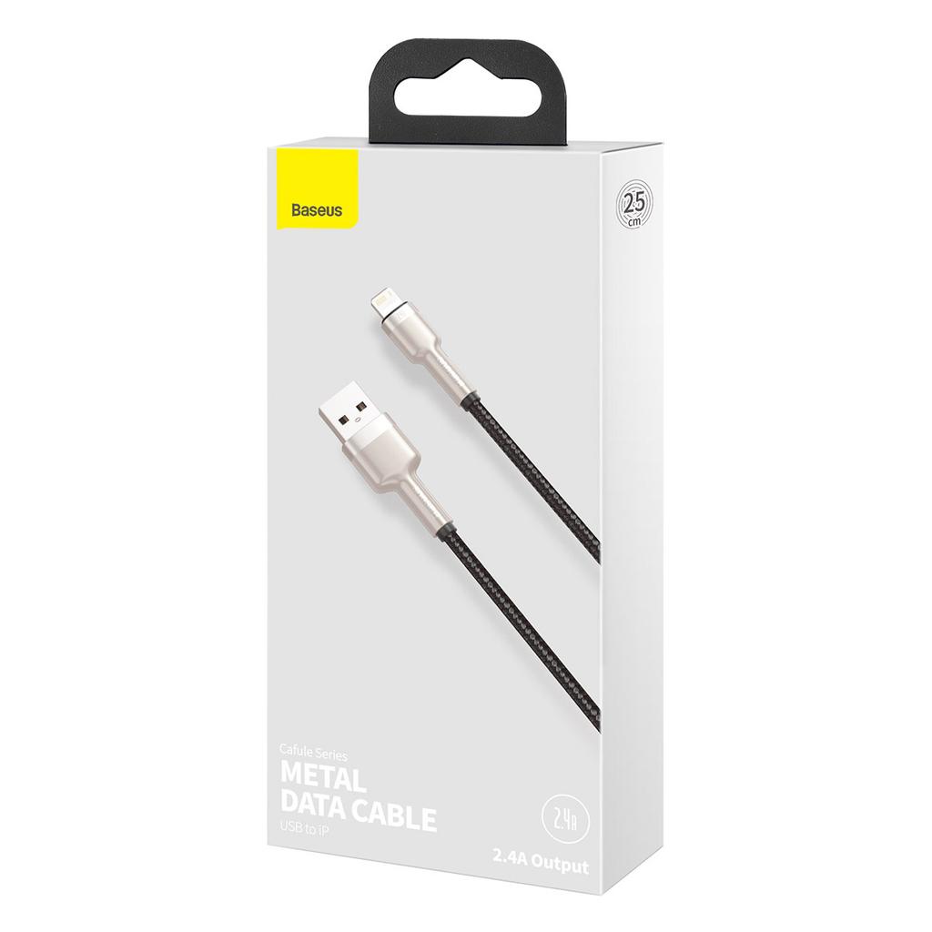 Кабель USB на Lightning Baseus Cafule, 2.4A, 0.25M (Черный)