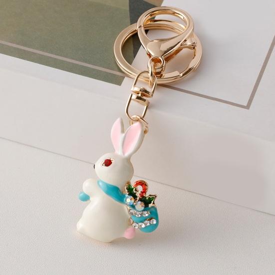 Рождественский брелок Снеговик Рождественская елка Носки Форма кролика Кольцо для ключей Инкрустация стразами Органайзер для ключей