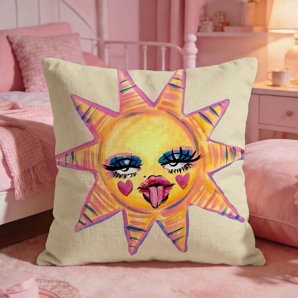 DecorSun FaceS Cushion Cover Premium Comfort Reversible Pillow Cove Two in One Design for Any Room Car Interior