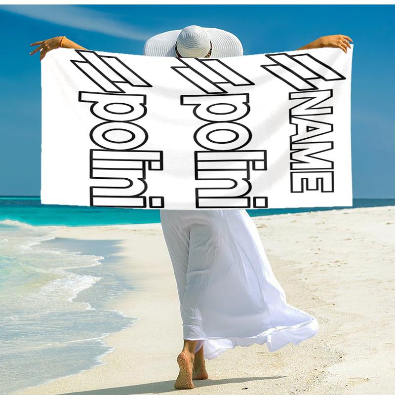 Personalized customized proof beach towel with Polini logo pattern - soft, absorbent,quick-drying,perfect swimming,camping&bathing