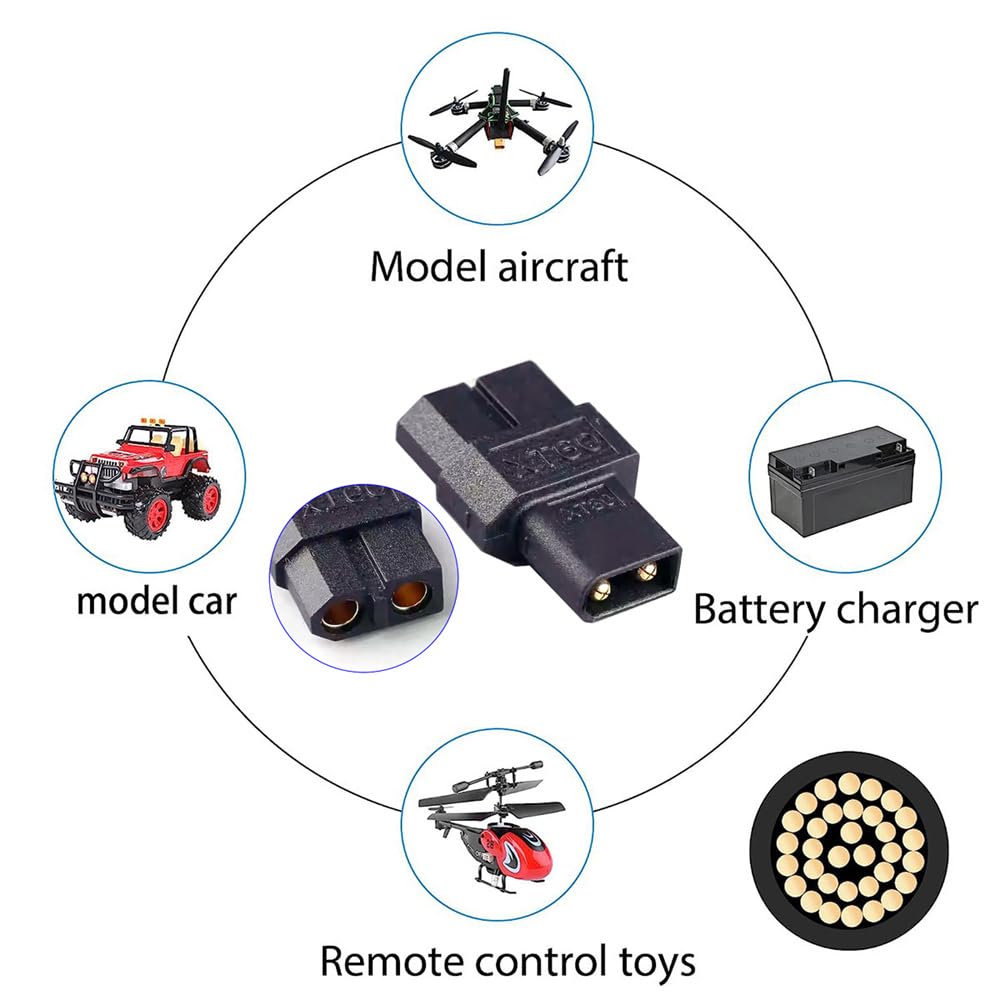 Cablecc Адаптер-переходник с XT60 (гнездо, протокол SC100, быстрая зарядка) на XT30 (штекер) для RC Lipo Квадрокоптера Мультикоптера Авиамоделизма