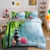 Zen Stone Green Bamboo Duvet Cover Set Nature Water Print Bedding Set Queen King Size Bedroom Decorative Comforter Cover 2/3 Pcs