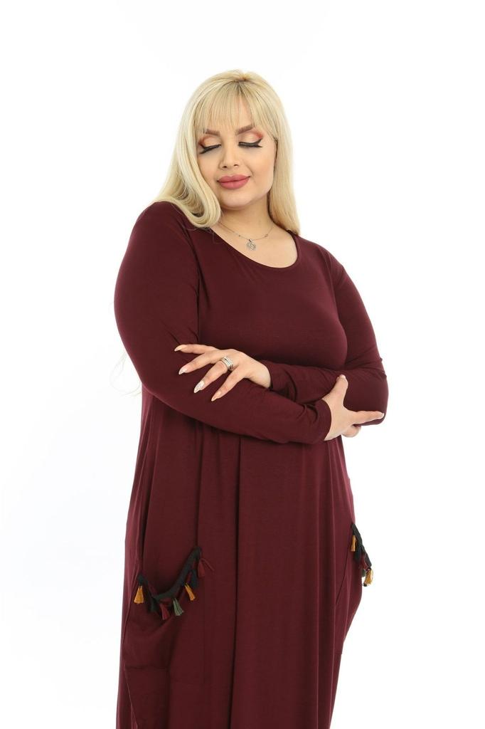 Женское платье большого размера с длинными рукавами и карманами в этническом стиле больших размеров (Подходит для хиджаба) Повседневное платье из вискозы и чесаного хлопка