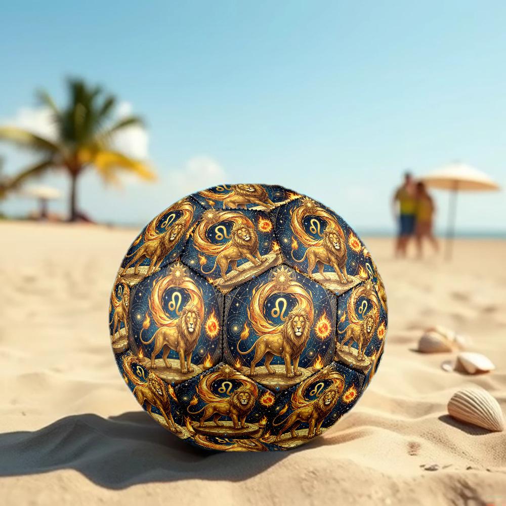 1pc Lion Zodiac Symbolism Theme Soccer Ball Football, Size 5, Lightweight PVC, Durable Outdoor Training Soccer Ball, Gift m61449
