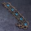 Natural Swiss Blue Topaz Gemstone Handmade Copper Wire Wrap Bracelet 7-8" Q1K48