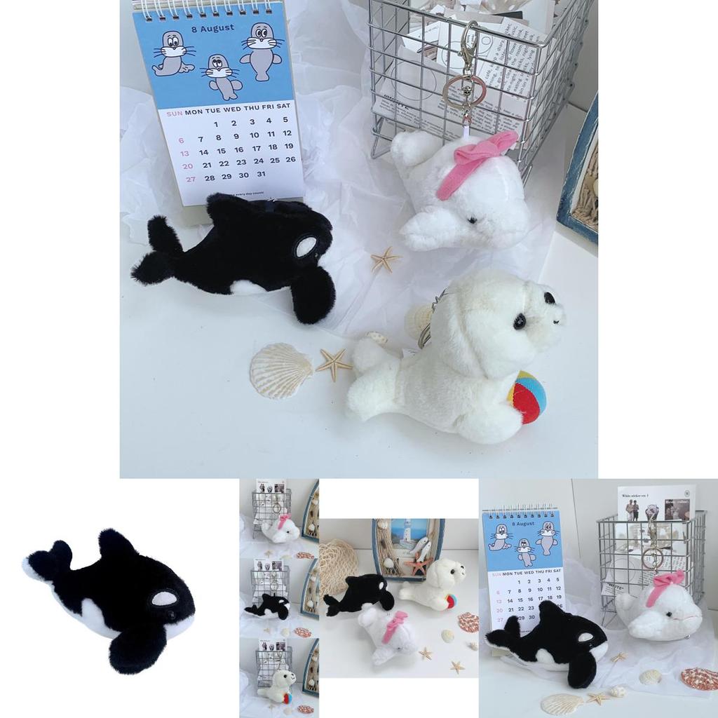 Cute Soft Plush Sea Animals Keychain Whale Dolphin Seal Backpack Accessory